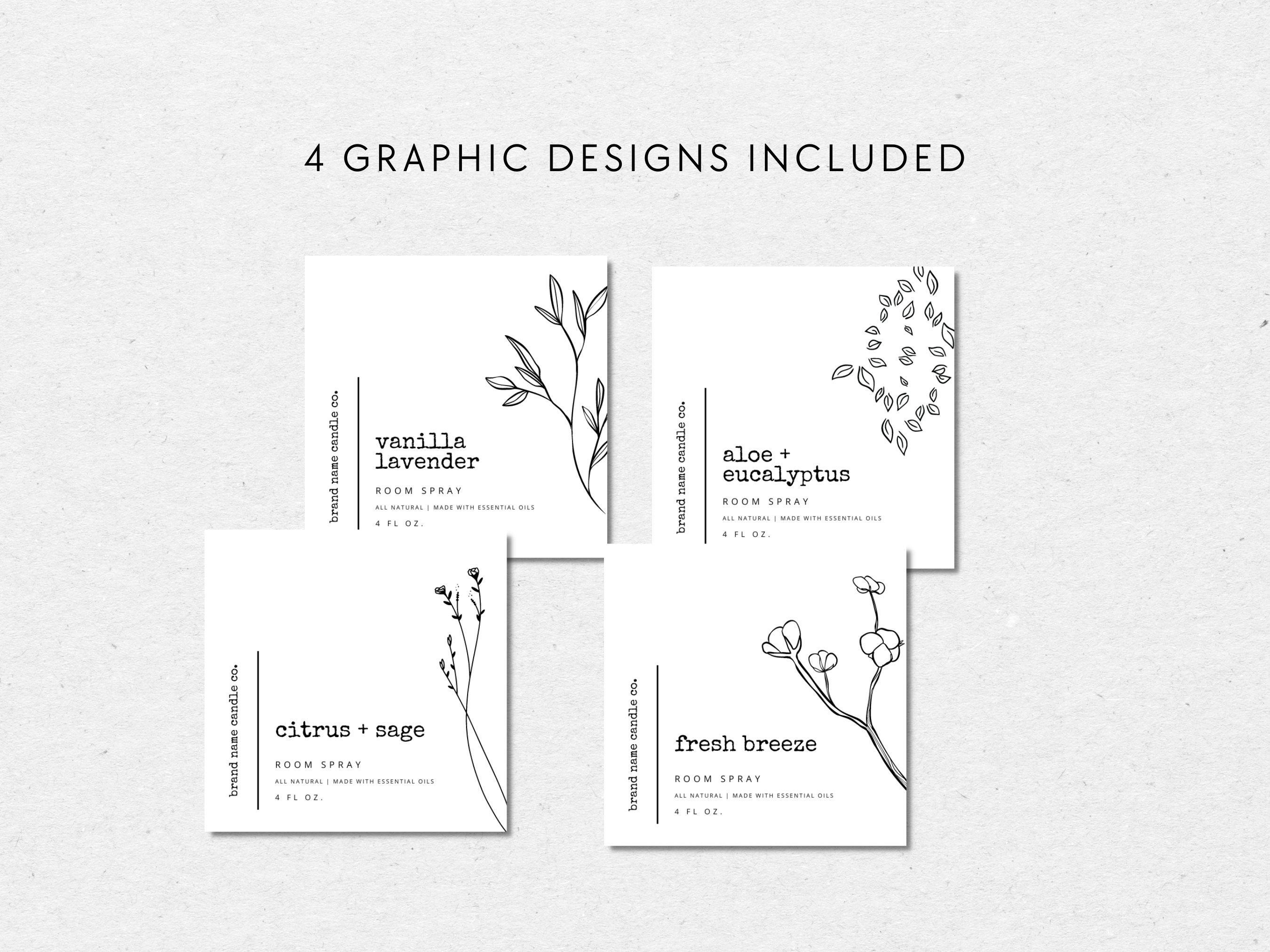 Room Spray Label Template, Editable Product Label Template, 2x2 3x2 DIY ...
