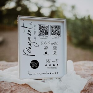 Scan to Pay Sign Template Canva QR Code Printable Payment Sign, Accepted Payments Sign, CashApp Venmo Digital Payment Printable Sign - Rylee