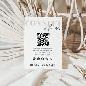 Social Media Sign QR Code Canva Template, Follow Us On Social Media, Small Business Sign Canva Template, Social Media Business Sign - Emory