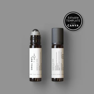 Essential Oil Label Template, Roller Bottle Label Editable, Oil Roller Labels 10ml 2&quot;x2&quot; Minimal Roll On Label Template Canva - Alina