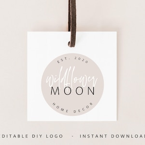 Premade Boho Logo Design, Modern Circle Logo, DIY Round Logo, Canva Logo Template, Instant Logo, Business Branding, Editable Logo - Skye
