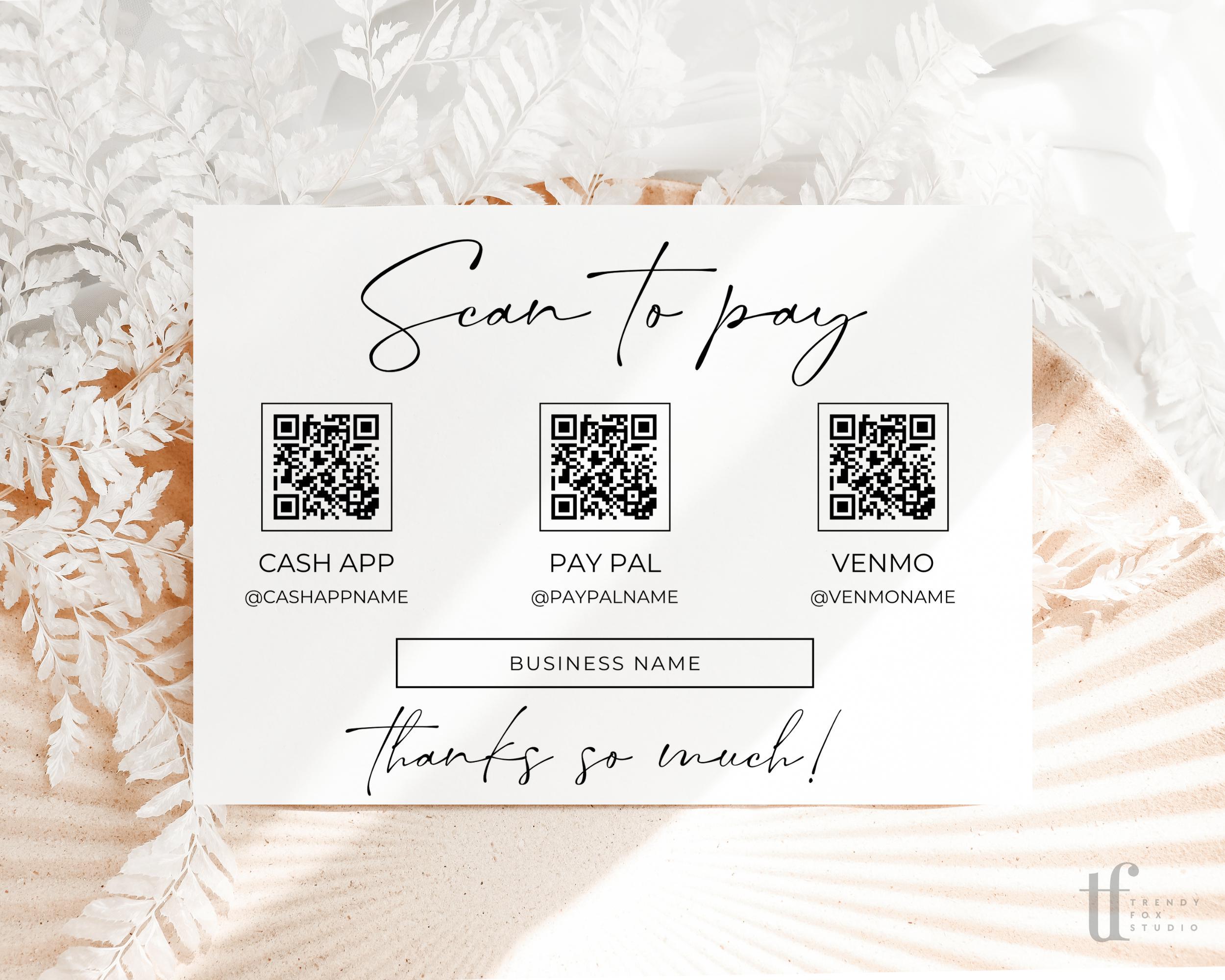 Printable Payment Sign, 3 QR Code Sign Template, Scan to Pay Sign ...