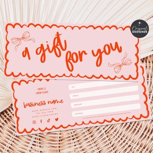 Coquette Bow Gift Certificate Template Canva, Printable Gift Voucher Editable Whimsical Business  Certificate, Trendy Wavy Printable - Cielo
