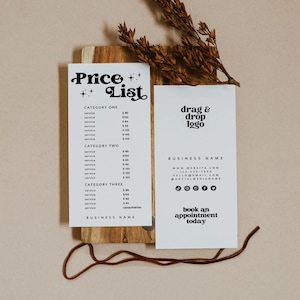Retro Price List Canva Template, Editable Pricing Sheet, Printable Modern Retro Price Guide, Rack Card Price List Groovy Price Sheet - Dani