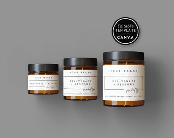 Modern Cosmetic Jar Label Template, Body Butter Editable Label, Body Product Label, DIY Wrap Around Jar Label, Product Packaging - April