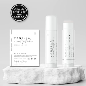 Lip Balm Label Template, Lip Balm Wrap Packaging, Editable Product Label, Printable Lip Balm Packaging, Customizable Cosmetic Label - Alina