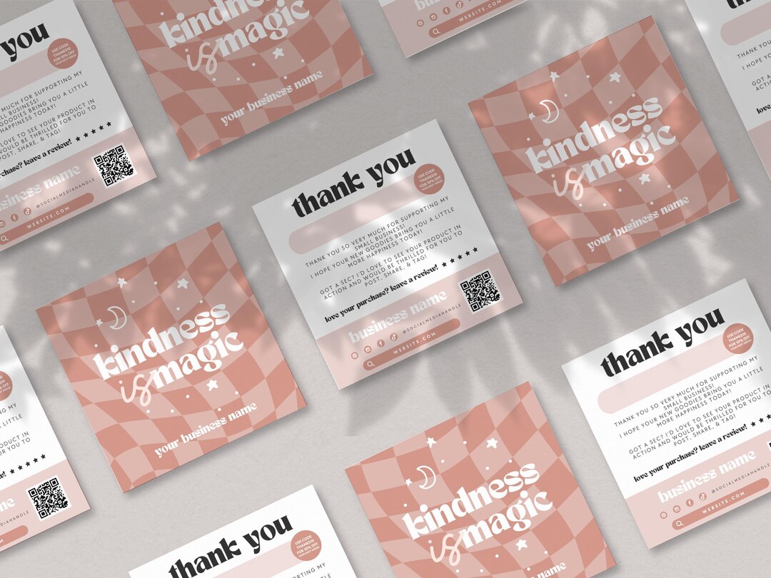 Retro Business Thank You Card Canva Template, Editable Checkered Retro ...