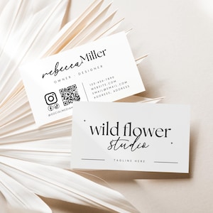 Business Card Template QR Code, Instant Download, Printable Business Card Template, DIY Calling Card, Editable Card, Canva Template - Cinna
