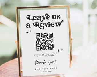 Ask For Review QR Code Sign Canva Template, Google or Facebook Business Review Us Request - Dani