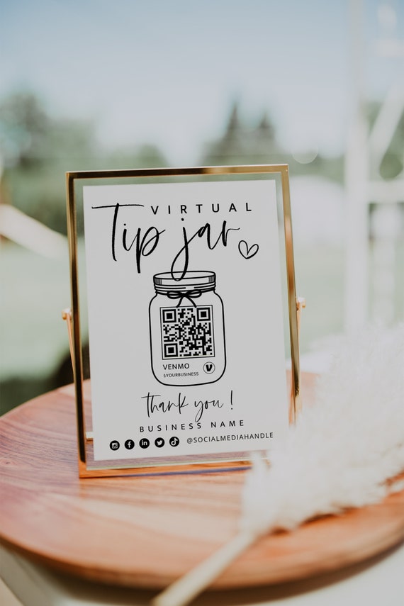 Printable Virtual Tip Jar Venmo Payment Sign QR Code Sign Etsy