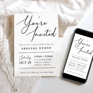 Moderne Business Einladung Canva Template, Feierliche Eröffnungseinladung, Digital You're Invited, IG Story Invite Template, Texteinladung - Elm
