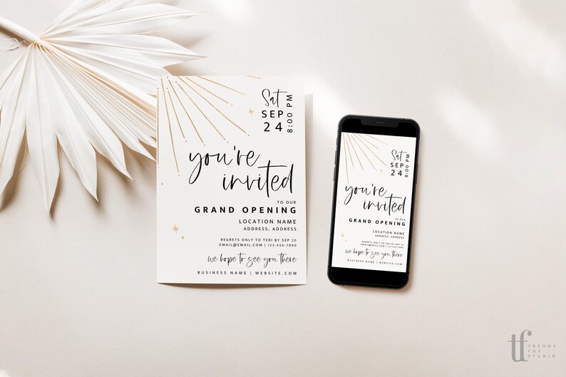 Boho Business Invitation Template, Special Event Invitation, Digital ...