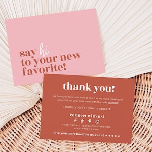 Valentine's Editable Business Thank You Card Canva Template, Printable Thanks For Your Purchase, Package Insert Post Card Mailer - Elina
