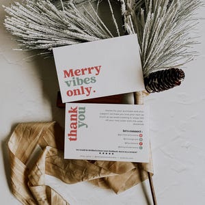 Retro Weihnachtsgeschäft Dankeskarten-Vorlage, Urlaub druckbar Danke für Ihren Einkauf, kleine Business Mailer Insert Card Canva - Dani
