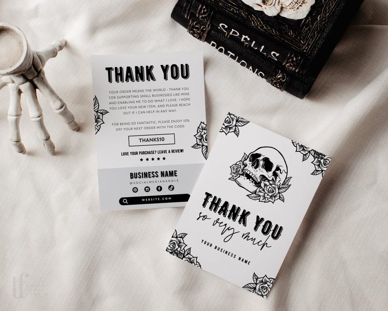 Gothic Business Thank You Card Canva Template, Editable Halloween Thank ...