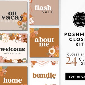 Retro Poshmark Closet Signs, Editable Poshmark Banner & Closet Template, Ready to Post, Instant Download, Poshmark Template, Canva - Dani