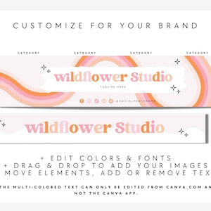 Rainbow Etsy Shop Template Kit Canva, Pastel Etsy Banner, Retro Daisy Shop Branding, Etsy Store Logo Banner, DIY Etsy Store Branding Lark image 4