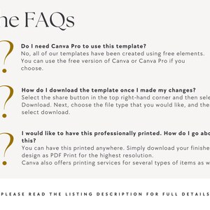 The image contains three questions and their corresponding answers related to the use of a template, how to download a template once it has been made changes, and how to have a professionally printed design. The questions and answers are presented in a clear and concise manner, without any redundancy or vague wording.