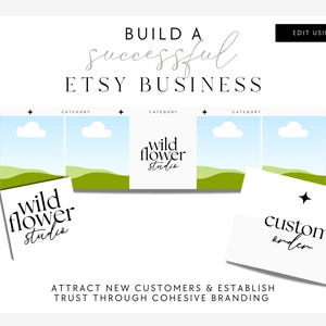 Modern Etsy Branding Kit Canva, Etsy Banner Template, DIY Etsy Store Branding, Editable Etsy Store Banner, Shop Icon Profile Photo - Cinna image 2