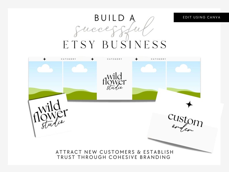 Modern Etsy Branding Kit Canva, Etsy Banner Template, DIY Etsy Store Branding, Editable Etsy Store Banner, Shop Icon Profile Photo - Cinna image 2