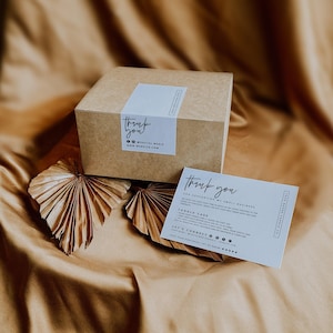 Box Label & Matching Candle Care Card Template Bundle, DIY Thank You Card, Editable Packaging Label Order Packaging Stickers Canva "Rain"