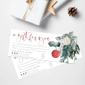 Holiday Gift Certificate Template, DIY Printable Gift Voucher, Christmas Editable Gift Card, Spa Salon Gift Certificate, Canva Template