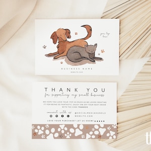 Editable Dog Small Business Thank You Card Canva Template, Printable Pet Care Dog Walker Sitter Thank You, Order Insert, Pet Shop Branding