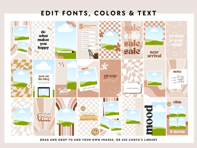 Groovy Retro Instagram Story Templates Canva, IG Stories, Instagram Branding, Social Media Templates, Editable Story Templates - Pixie image 3