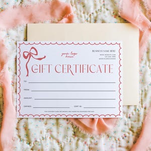 Cute Gift Certificate Template Canva, Printable Gift Voucher, Editable Whimsical Business Gift Certificate, Trendy Wavy Gift Card Printable