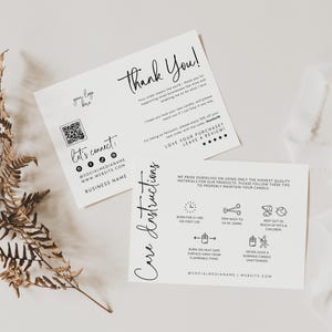 EDITABLE Candle Care Card Canva Template, Business Card QR Code Thank You Printable, Package Insert Postcard, Candle Warning Card - Rylee