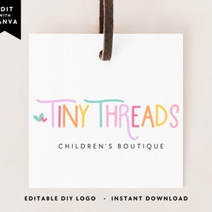 Children's Boutique Logo Canva Template, DIY Clothing Boutique Logo, Editable Logo, Cute Rainbow Logo, Baby Logo, Business Branding - Amara