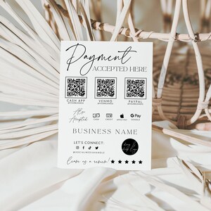 Modern Scan to Pay Sign Canva Template, QR Code Sign, Printable Payment Sign, Accepted Payments Sign, CashApp Paypal Payment Here - Ayla