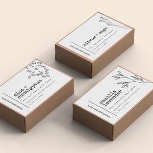 Printable Soap Box Label Canva Template, Editable Bar Soap Label, Body Product Label DIY Soap Label Design Soap Packaging 3x2" - Landry