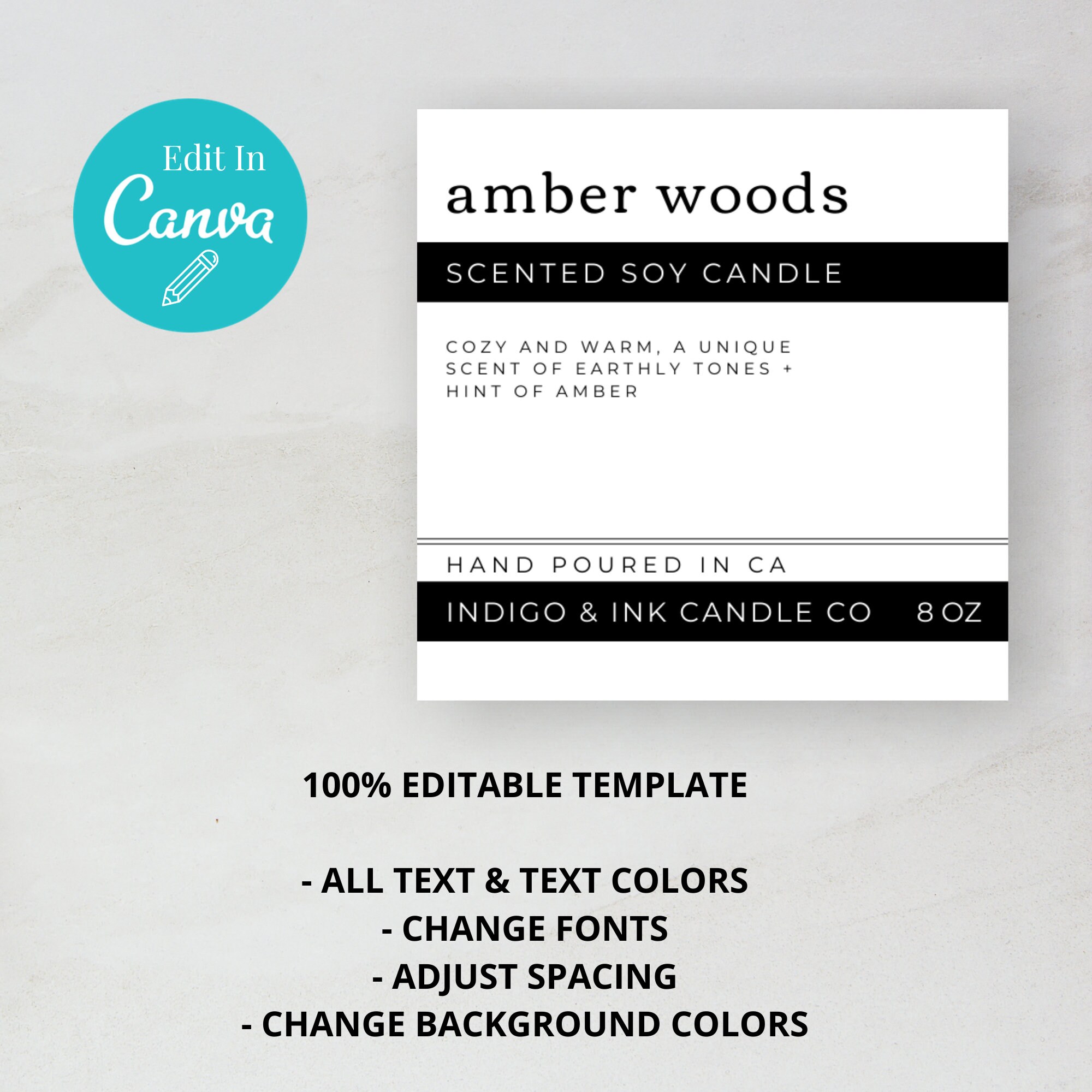 candle label template editable candle labels minimalist etsy