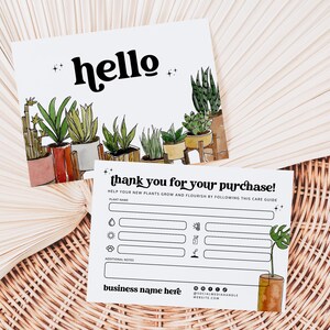 Plant Care Card Canva Template, Editable House Plant Guide Insert, Succulent Care Card, Indoor Plant Instruction Card Printable - Dani