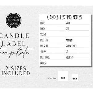 DIY Candle Testing Label Template, Editable Candle Notes Sticker, Candle Maker Label Template, Printable Candle Test Sticker, Canva Template image 3