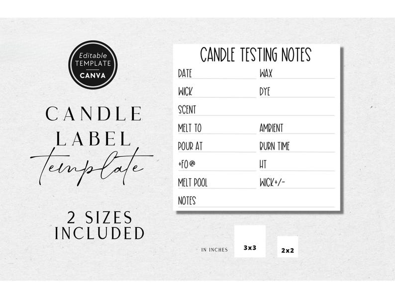 DIY Candle Testing Label Template, Editable Candle Notes Sticker, Candle Maker Label Template, Printable Candle Test Sticker, Canva Template image 3