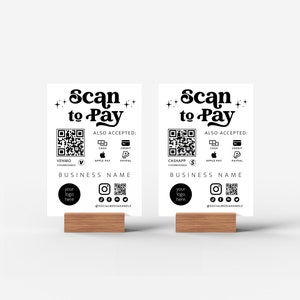 Editable Scan to Pay Sign QR Code Sign Template Canva, Printable Payment Sign, Accepted Payments Sign, CashApp Venmo Sign Customizable Dani image 2