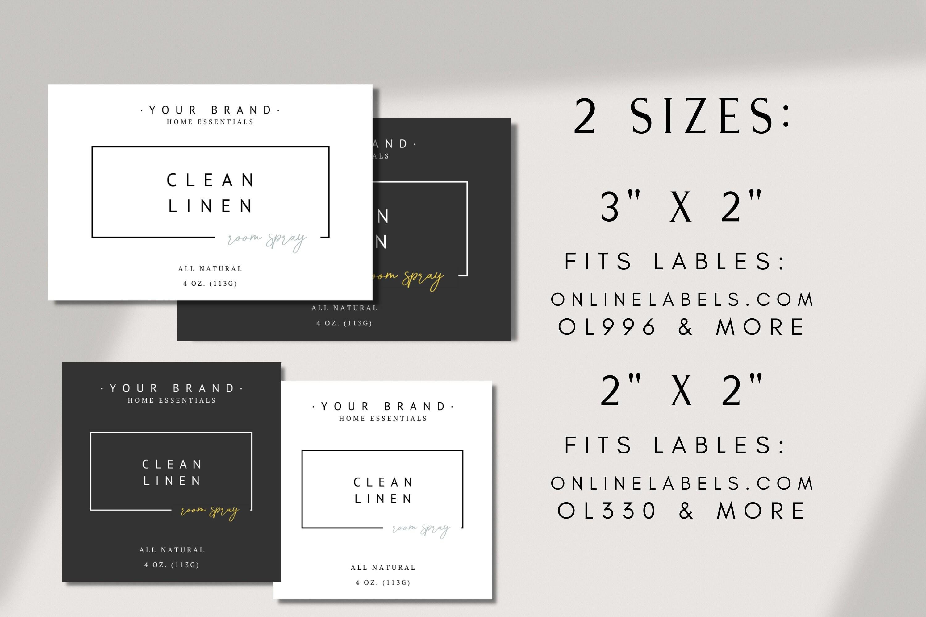 Room Spray Label Template, Editable Product Label Template, 2x2 3x2 DIY ...