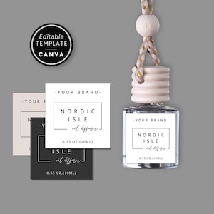 Car Diffuser Label Template Canva, Editable Product Label Template, DIY Diffuser Oil Air Freshener Label, Printable Diffuser Label - April