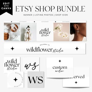 Modern Etsy Branding Kit Canva, Etsy Banner Template, DIY Etsy Store Branding, Editable Etsy Store Banner, Shop Icon Profile Photo - Cinna