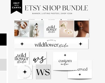 Modern Etsy Branding Kit Canva, Etsy Banner Template, DIY Etsy Store Branding, Editable Etsy Store Banner, Shop Icon Profile Photo - Cinna
