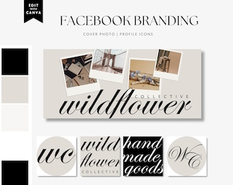 Aesthetic Luxury Facebook Cover Canva Template, Modern Facebook Banner & Icon - Wyn