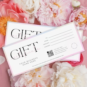 Rainbow Gift Certificate Template Canva, Printable Gift Voucher, Editable Gift Card, Spa or Salon Gift Certificate, Printable 8.5x3.5&quot; Cert