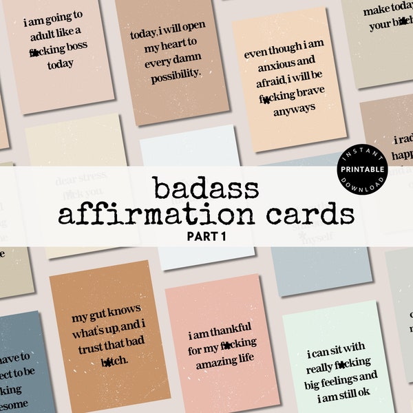 Printable Badass Affirmation Cards Sweary Affirmation Deck Motivational Printable Cards Maybe Swearing Will Help Encouragement Cards Part 1