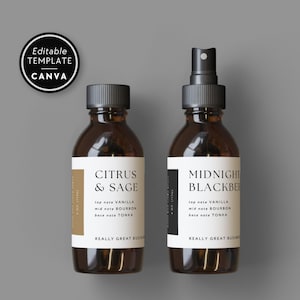 Room Spray Label Template Canva, Editable Product Label Template, 2x2 3x2 DIY Modern Bottle Label for Body Products or Room Spray - Cosmo