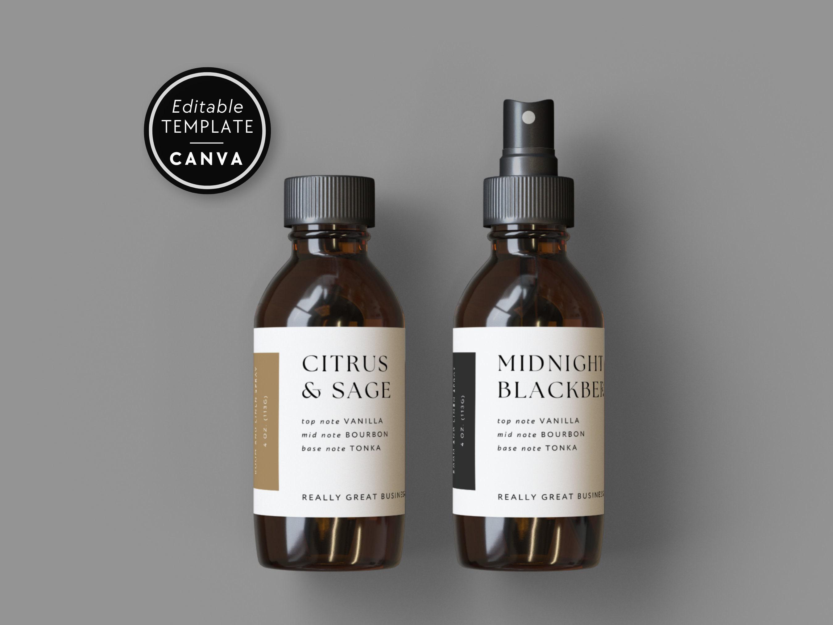 Room Spray Label Template Canva, Editable Product Label Template, 2x2 3x2 DIY Modern Bottle Label for Body Products or Room Spray - Cosmo
