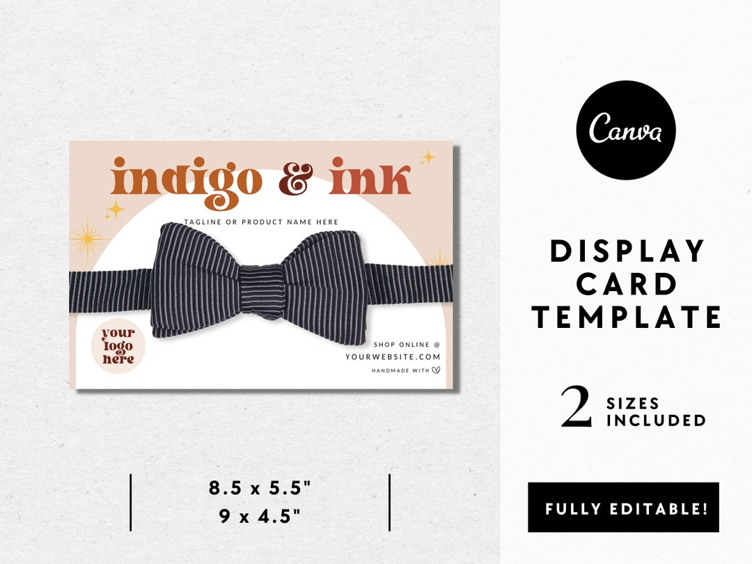 Retro Printable Headband Display Card Template, Editable Ear Warmer