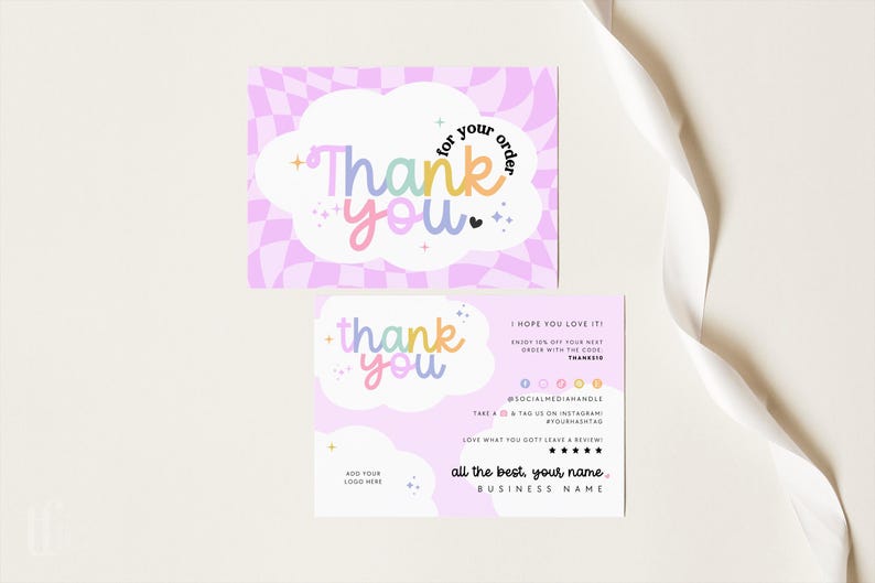 Colorful Business Thank You Card Canva Template, Editable Rainbow QR Code Packaging Mailer, Cute Fun Package Insert Business Branding - Lulu Bild 2