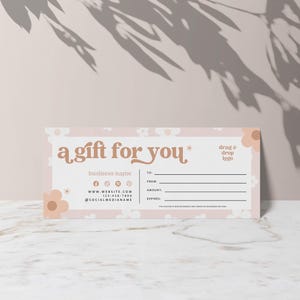 Retro Daisy Gift Certificate Canva Template, DIY Printable Gift Voucher, Editable Gift Card, Spa Gift Certificate, Printable Template - Dani